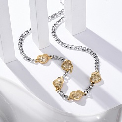 Платиновый & Золотой Ожерелья с подвеской в виде сердца из латуни для женщин, без кадмия и без свинца, долговечный, платиной и золотом, 17.32 дюйм (44 см)