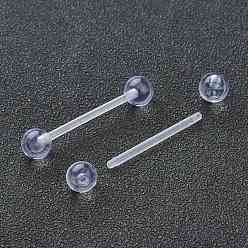 Clear Acrylic Tongue Rings, Straight Barbell, Tongue Piercing Jewelry, Clear, 30x6mm, Bar Length: 3/4"(18.5mm), Pin: 15 Gauge(1.5mm)