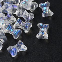 Clear AB 35Pcs Transparent Spray Painted Glass Beads, Bowknot, Clear AB, 10x14x8mm, Hole: 1mm