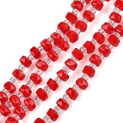 Красный Непрозрачное стекло бисер нитей, рондель, граненые, красные, 5.5x4 мм, отверстие : 1.2 мм, около 101 шт / нитка, 24.88'' (63.2 см)
