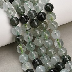 Rutilated Quartz Natural Green Rutilated Quartz Beads Strands, Smooth Round, 10mm, Hole: 1.4mm, about 38pcs/strand, 15.75''(40cm)