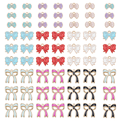 (52) Непрозрачная лаванда 63 шт 9 стили подвески из цинкового сплава с эмалью, золотой свет, бантом, разноцветные, 8.5~19.5x12~18x1.5~3 мм, отверстие : 1.5~2 мм, 7 шт / стиль