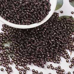 (RR13) Silverlined Dark Smoky Amethyst Миюки круглые бусины рокайль, японский бисер, 8/0, (rr 13) серебристый темный дымчатый аметист, 3 мм, отверстие : 1 мм, Около 19000~20500 шт / фунт