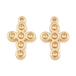 Golden 304 Stainless Steel Pendants, Bead Shaped Cross Charms, Rack Plating, Long-Lasting Plated, Golden, 21x14x2mm, Hole: 1.6mm