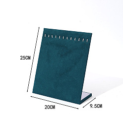 чирок Бархат ожерелье дисплей стенды, дисплей ювелирных изделий стойки, l-образный, прямоугольные, зелено-синие, 9.5x20x25 см