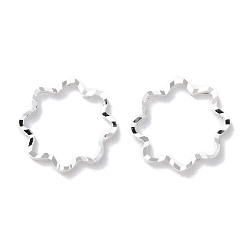 Посеребрённый Латунные соединительные колечки, без кадмия и без свинца, текстурированный цветок, 925 серебро покрытием, 11.5x11.5x1 мм, внутренний диаметр: 10.5x10.5 мм