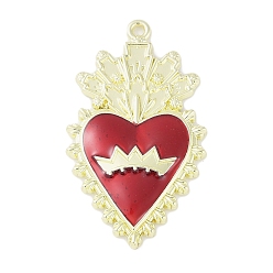 Золотой Стойки обшивки сплава эмали подвески, без кадмия, без никеля и без свинца, сердце прелести, золотые, 40x23x3.5 мм, отверстие : 1.6 мм