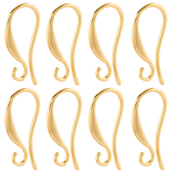 Настоящее золото 24K 40 шт латунные серьги крючки, без кадмия и без свинца, реальный 24 k позолоченный, 20 датчик, 14x14.5x0.8 мм, отверстие : 1.6 мм, штифты : 0.8 мм