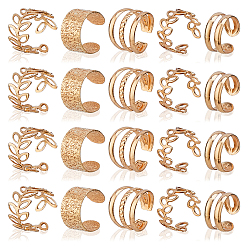 Golden 16 Bags Alloy C-Shaped Cuff Earrings for Unisex, Golden, 6~9x10.5~13mm, 5pcs/bag