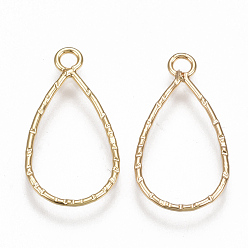 Real 18K Gold Plated Brass Open Back Bezel Pendants, For DIY UV Resin, Epoxy Resin, Pressed Flower Jewelry, teardrop, Nickel Free, Real 18K Gold Plated, 21.5x11x1mm, Hole: 1.5mm