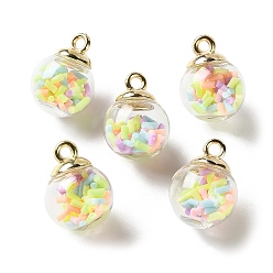 Column Стеклянные подвески, круглые, с ccb и полимерной глиной ручной работы, колонка, 21.5x16 мм, отверстие : 2.5 мм