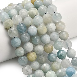 Аквамарин Природные Аквамарин бисер нитей, граненый (128 граней), круглые, 10 мм, отверстие : 1.2 мм, около 40 шт / нитка, 15.75 дюйм (40 см)