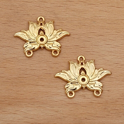 Золотой Компоненты люстры из сплава, ссылка, настройки кабошона, цветок лотоса, золотые, 17x22 мм, лоток : 4 мм