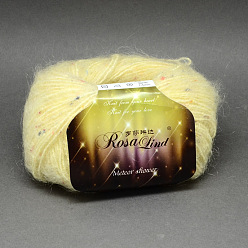 Champagner gelb Handstrickgarne, Meteorschauer Garne, mit Mohair, Wolle, künstliche Wolle und Farbpunkte, Champagner gelb, 1 mm, ca. 25 g / Rolle, 10 Rollen / Beutel