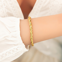 Настоящее золото 18K 304 женские браслеты-цепочки из нержавеющей стали, реальный 18 k позолоченный, 7-1/4x1/4 дюйм (18.5x0.5 см)