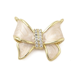 Настоящее золото 18K Подвески-банты из латуни с микропаве из кубического циркония, с эмалью, без кадмия и без свинца, долговечный, реальный 18 k позолоченный, 18x21x6 мм, отверстие : 1.5 мм