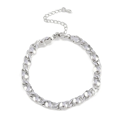 Платина Латунные браслеты с покрытием для женщин, долговечный, без свинца и без кадмия, платина, 7-1/4 дюйм (18.3 см)