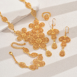Золотой Винтажный сплав браслеты, серьги, ожерелья и кольца с кисточками, набор для невесты, свадьбы, вечеринки, золотые