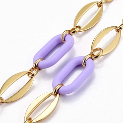 Лиловый Латунные овальные звенья ручной работы, с акриловыми связующими кольцами, несварные, реальный 18 k позолоченный, сирень, ссылка: 8.5x6.5x2мм и 24x12x2мм, акрил: 27.5x16.5x4.5 мм.