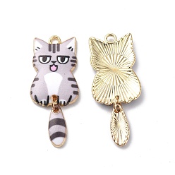 Темно-Серый Подвески из эмали с гальваническим покрытием из светлого золота, без кадмия, без никеля и без свинца, кошачье очарование, темно-серый, 38x15.7x3 мм, отверстие : 2 мм