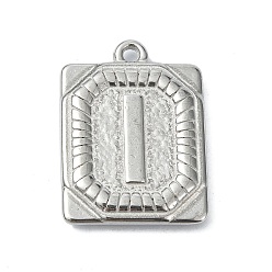 Letter I Антикоррозийные 304 подвески из нержавеющей стали, прямоугольник с подвеской в виде буквы, Буква "i", 24.5x18x3 мм, отверстие : 1.8 мм