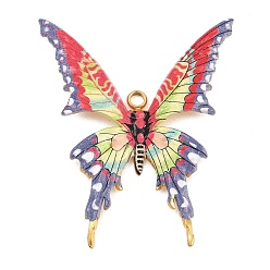 Lilac 304 Stainless Steel Pendants, Butterfly Charms, Ion Plating(IP), Real 18K Gold Plated, Lilac, 48.5x38x3.5mm, Hole: 2mm