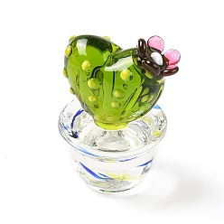 Colorful Glass Cactus Display Decorations, Micro Landscape Garden Dollhouse Accessories Pretending Prop Decor, Colorful, 27x28.5x41.5mm