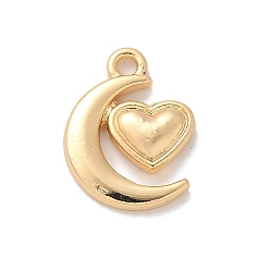 Настоящее золото 14K Латунные подвески, Луна прелести, реальный 14 k позолоченный, 17.5x13x2.5 мм, отверстие : 1.8 мм
