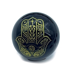 Hamsa Hand Украшения из натурального обсидиана с пескоструйной обработкой, для домашнего офисного стола, круглые, хамса рука, 50 мм