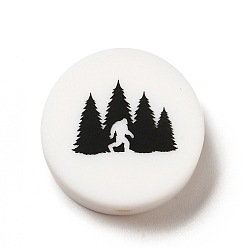 Mountain Пищевые экологически чистые силиконовые фокусные шарики, белый плоский круглый, гора, 26x9 мм, отверстие : 2.2 мм