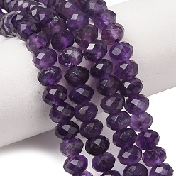 Amethyst Natural Amethyst Beads Strands, Faceted, Rondelle, 6x4.5mm, Hole: 1mm, about 80pcs/strand, 14.57''(37cm)