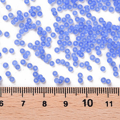 Royal Blue 12/0 Grade A Round Glass Seed Beads, Transparent Frosted Style, Royal Blue, 2x1.5mm, Hole: 0.8mm, 30000pcs/bag