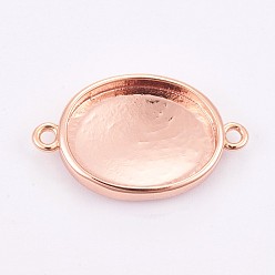 Розовое Золото Латуни кабошон параметры соединителя, чашки безель с краями, долговечный, овальные, розовое золото , лоток : 12.5x16 мм, 14x23.5x3 мм, отверстие : 1.4 мм