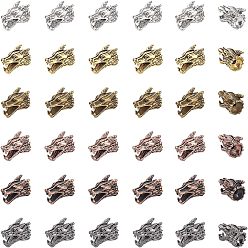 Mixed Color Tibetan Style Alloy Beads, Elephant, Mixed Color, 9.5x11.5x7.5mm, Hole: 2mm, 4 colors, 8pcs/color, 32pcs/box