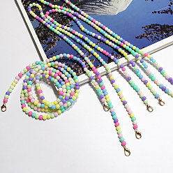 Colorful Plastic Beads Bag Chain Shoulder, with Metal Buckles, for Bag Straps Replacement Accessories, Colorful, 140x0.6cm