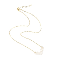 Golden Shell Pearl Heart Pendtant Necklace with Brass Chains, Golden, 16.54 inch(42cm)