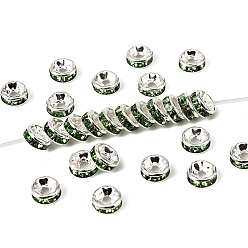 Перидот Латунь марки А горный хрусталь Spacer бисер, прямой фланец, рондель, серебряные, перидот, 6 мм, отверстие : 1 мм