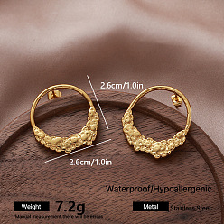Golden 304 Stainless Steel Stud Earrings for Women, Golden, 26x26mm