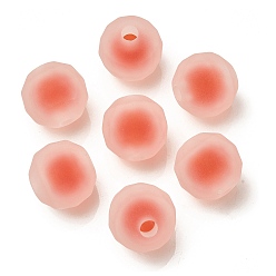 Tomato Transparent Acrylic Beads, Frosted, Bead in Bead, Faceted Round, Tomato, 15mm, Hole: 4mm