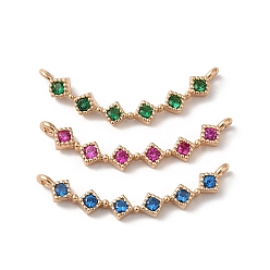 (52) Непрозрачная лаванда Латунные подвески, со стеклом, ромб, золотые, разноцветные, 25x10x3 мм, отверстие : 1.2 мм