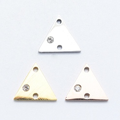 (52) Непрозрачная лаванда 316 соединители из хирургической нержавеющей стали с микропаве из кубического циркония, треугольные, прозрачные, разноцветные, 11.5x13x2 мм, отверстие : 1 мм