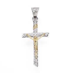 Золотой & Цвет Нержавеющей Стали 304 подвески из нержавеющей стали, на Пасху, крест, золотые и нержавеющая сталь цвет, 41.5x22x5 мм, отверстие : 5x9 мм