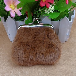 Верблюжий Трапециевидная плюшевая тканевая кукольная сумочка, с железным каркасом кошелька, принадлежности для американских кукол, верблюжие, 70x90 мм