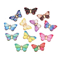 (52) Непрозрачная лаванда Печатные полупрозрачные акриловые подвески, золотой металл обвитыми, бабочка, разноцветные, 18.5x32x4.5 мм, отверстие : 1.5 мм