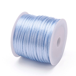 Aqua Nylon Cord, Satin Rattail Cord, for Beading Jewelry Making, Chinese Knotting, Aqua, 1.5mm, about 16.4 yards(15m)/roll