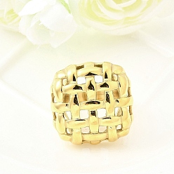 Настоящее золото 18K 304 палец кольца из нержавеющей стали, сетка, ионное покрытие (ip), ручная полировка, реальный 18 k позолоченный, 26x26 мм, внутренний диаметр: 17.6 мм