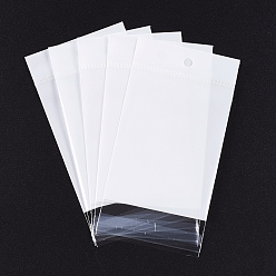 White Pearl Film OPP Cellophane Bags, Self-Adhesive Sealing, with Hang Hole, Rectangle, White, 13.5x7cm, Unilateral Thickness: 0.035mm, Inner Measure: 9x7cm, Hole: 6mm