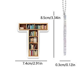 Letter T Подвесные украшения для книжной полки в форме акриловых букв, для дома, автомобиля, сумки, подвесные украшения, Письмо T, 85x74 мм