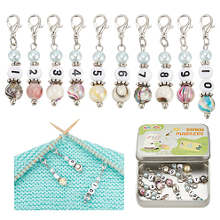 Аквамарин 10 шт. 10 количество стилей 1~10 акриловые подвесные маркеры для петель, подвески с застежкой-лобстером крючком, круглые, аквамарин, 4.4~5 см, 1 шт / стиль