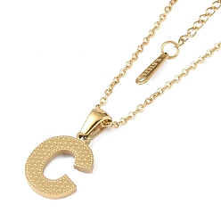Letter C Ion Plating(IP) Initial Letter 304 Stainless Steel Pendant Necklaces, Real 18K Gold Plated, Letter C, 15.87 inch(40.3cm), Pendant: about 17x12.5mm